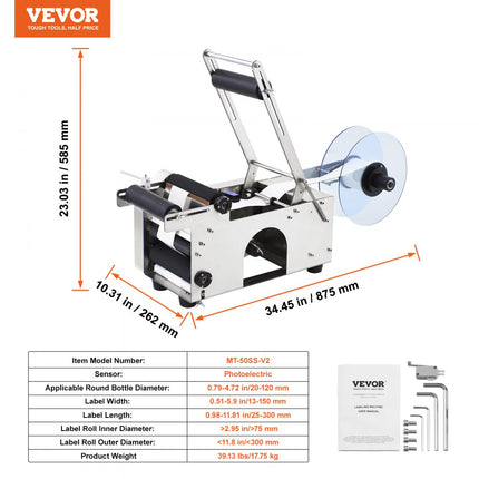 VEVOR Semi-automatische MT-50 fles etiketteermachine Etiket applicator