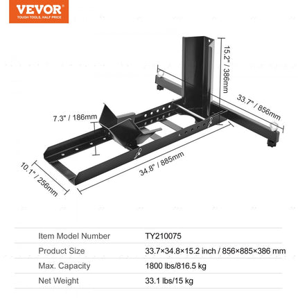 VEVOR Motorfiets Voorwiel Chock Motorbike Stand 381-558.8mm Verstelbare Motorbike Chock Stand Laadvermogen 816.5kg Geschikt voor 76.2-203.2mm Bandbreedte Front Paddock Stand