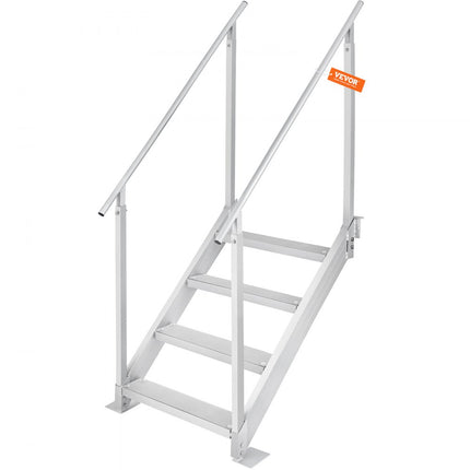VEVOR 4-traps zwemtrap met twee leuningen bootladder 800x1850x1750mm aluminium zwembadladder trapladder 250kg draagvermogen 55x10cm pedalen ideaal voor havens bootzwembaden