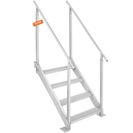 VEVOR 4-traps zwemtrap met twee leuningen bootladder 800x1850x1750mm aluminium zwembadladder trapladder 250kg draagvermogen 55x10cm pedalen ideaal voor havens bootzwembaden