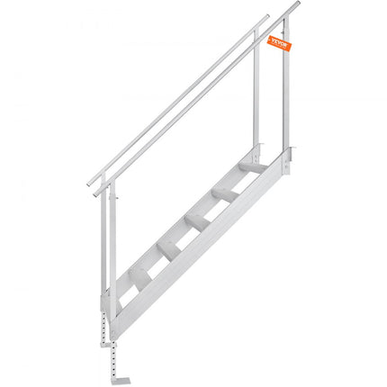 VEVOR 6-staps zwemtrap met twee leuningen bootladder 800x1850x2092mm aluminium zwembadladder trapladder 250kg draagvermogen 10cm pedalen ideaal voor havens bootzwembaden