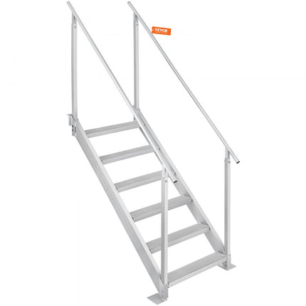 VEVOR 6-staps zwemtrap met twee leuningen bootladder 800x1850x2092mm aluminium zwembadladder trapladder 250kg draagvermogen 10cm pedalen ideaal voor havens bootzwembaden