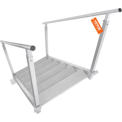 VEVOR 6-staps zwemtrap met twee leuningen bootladder 800x1850x2092mm aluminium zwembadladder trapladder 250kg draagvermogen 10cm pedalen ideaal voor havens bootzwembaden