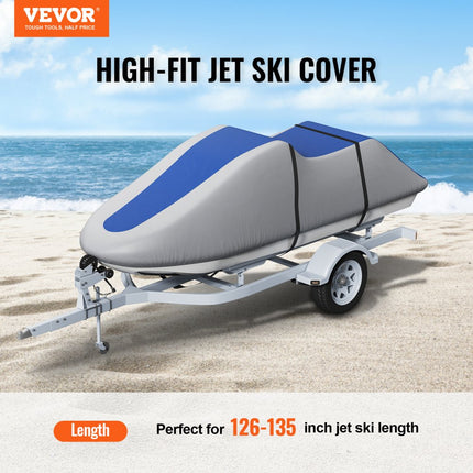 VEVOR jetski-hoes, 320-342 cm trailerbare waterdichte PWC-hoes, heavy duty 600D Marine Grade PU Oxford-stof, UV-bestendige Seadoo-hoes 420x247 cm jetski-hoes