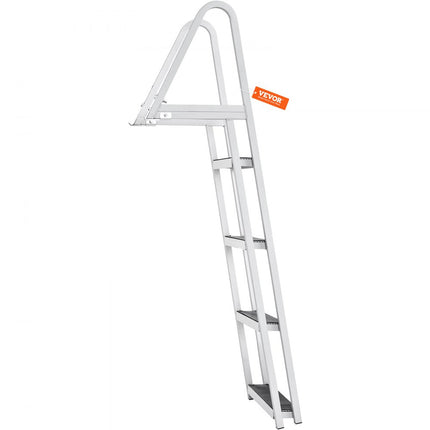 VEVOR-dokladder, 4 verwijderbare treden, laadvermogen van 159 kg, bootladder van aluminiumlegering met 10 cm brede trede en antislip rubberen mat voor het aan boord gaan van schepen/meren/zwembaden/oceanen