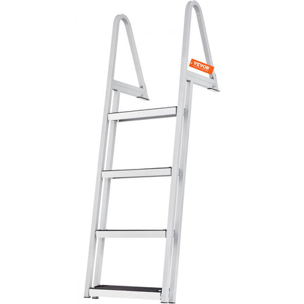 VEVOR-dokladder, 4 verwijderbare treden, laadvermogen van 159 kg, bootladder van aluminiumlegering met 10 cm brede trede en antislip rubberen mat voor het aan boord gaan van schepen/meren/zwembaden/oceanen