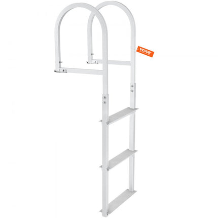 VEVOR Dockladder 3 verwijderbare treden 500lb laadvermogen Aluminium pontonbootladder met 3,25" brede trede en antislip rubberen mat voor het aan boord gaan van schepen/meren/zwembaden