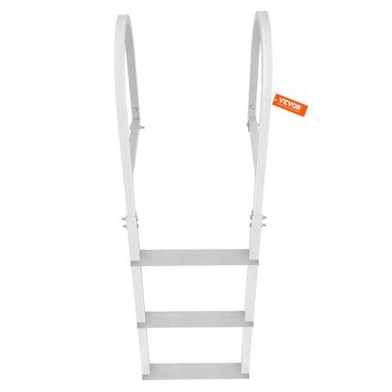 VEVOR Dockladder 3 verwijderbare treden 500lb laadvermogen Aluminium pontonbootladder met 3,25" brede trede en antislip rubberen mat voor het aan boord gaan van schepen/meren/zwembaden
