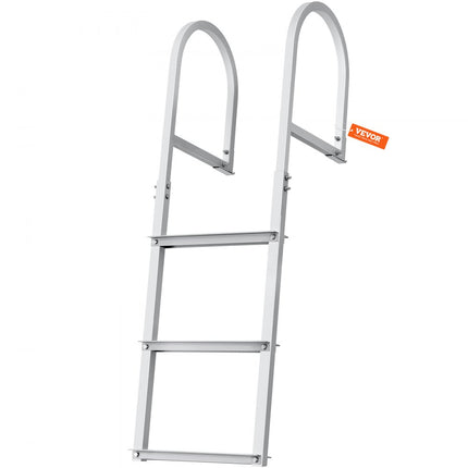 VEVOR Dockladder 3 verwijderbare treden 500lb laadvermogen Aluminium pontonbootladder met 3,25" brede trede en antislip rubberen mat voor het aan boord gaan van schepen/meren/zwembaden