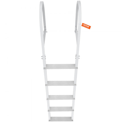 VEVOR Dockladder 5 verwijderbare treden, 227 kg laadvermogen Aluminium pontonbootladder met 8 cm brede trede en antislip rubberen mat voor het aan boord gaan van schepen/meren/zwembaden/zeeën