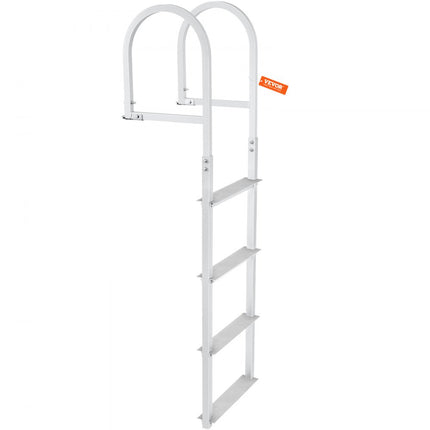 VEVOR Dockladder 4 verwijderbare treden 227kg Laadvermogen Aluminium ponton bootladder met 8cm brede trede en antislip rubberen mat voor het aan boord gaan van schepen/meren/zwembaden/oceanen