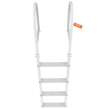VEVOR Dockladder 4 verwijderbare treden 227kg Laadvermogen Aluminium ponton bootladder met 8cm brede trede en antislip rubberen mat voor het aan boord gaan van schepen/meren/zwembaden/oceanen