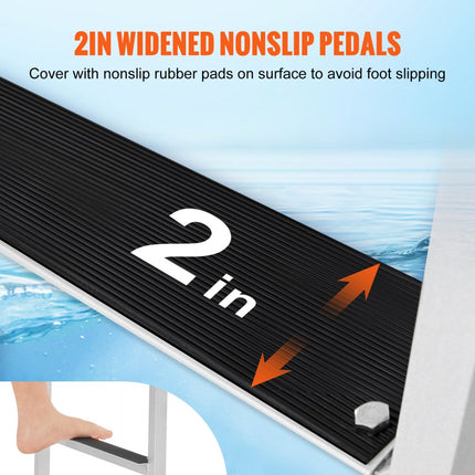 VEVOR opvouwbare dokladder 5 treden 159 kg draagvermogen pontonbootladder van aluminiumlegering met ca. 5 cm brede trede en antislip rubberen mat voor schip/meer/zwembad/marine