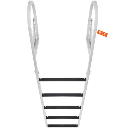 VEVOR opvouwbare dokladder 5 treden 159 kg draagvermogen pontonbootladder van aluminiumlegering met ca. 5 cm brede trede en antislip rubberen mat voor schip/meer/zwembad/marine