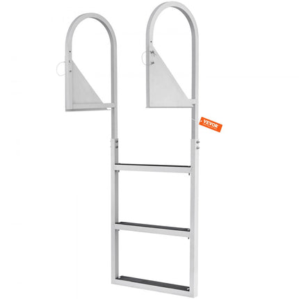 VEVOR Dockladder Opklapbaar 3 treden, 159 kg laadvermogen Aluminium pontonbootladder met 5 cm brede trede en antislip rubberen mat Eenvoudig te installeren voor schip/meer/zwembad