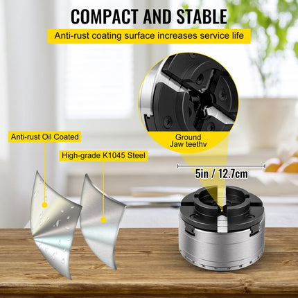 5" 4 Jaw Lathe Chuck Self-Centering With Operating Tools Hot Hardened