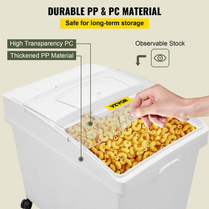 VEVOR Opbergbox op Wielen 3 Stuks Voorraaddozen met Deksel 40 L Keuken Granen Bewaardozen Rijst Voorraaddoos Vershouddozen voor Voedselbehoud, Ontbijtgranen, Pasta, Koekjes en Gedroogde Producten