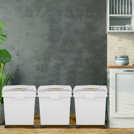 VEVOR Opbergbox op Wielen 3 Stuks Voorraaddozen met Deksel 40 L Keuken Granen Bewaardozen Rijst Voorraaddoos Vershouddozen voor Voedselbehoud, Ontbijtgranen, Pasta, Koekjes en Gedroogde Producten