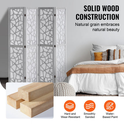 VEVOR scheidingswand scheidingsscherm hout 4-delig opvouwbaar 170cm draagbaar wit