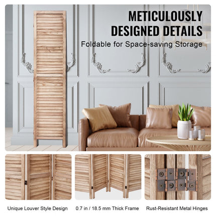 VEVOR scheidingswand scheidingsscherm houtkleur 8-delig opvouwbaar 325cm ruimtescheiding