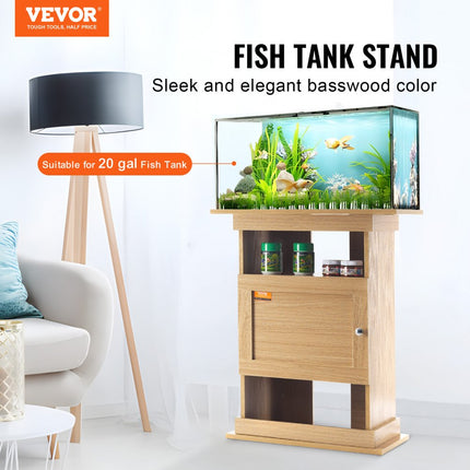 VEVOR Aquariumstandaard, 20 gallon aquariumstandaard, 64x40x72cm MDF Turtle Tankstandaard, 76kg laadvermogen, reptielentankstandaard met opbergruimte, kast en hardwarekit, lindehoutkleur