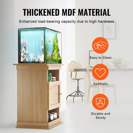 VEVOR Aquariumstandaard, 20 gallon aquariumstandaard, 64x40x72cm MDF Turtle Tankstandaard, 76kg laadvermogen, reptielentankstandaard met opbergruimte, kast en hardwarekit, lindehoutkleur