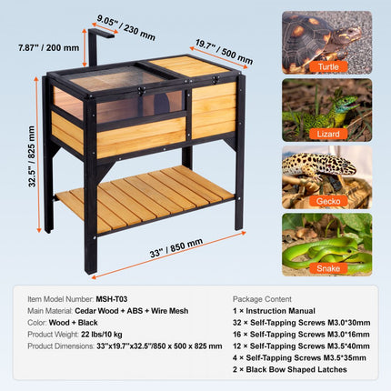 VEVOR schildpaddenverblijf schildpaddenhuis terrarium gemaakt van hout 850x500x825mm