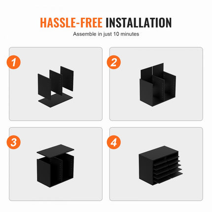VEVOR Brievenbakje Bureau Organizer 520 x 305 x 410 mm, 2,3-5,6 cm Verstelbaar A4 Stapelbaar Liggend, Papierlade, Opslag Bureau Archiefsysteem Organisatie, Plank (Zwart, 2 x 6 Compartimenten)