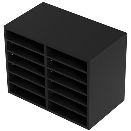 VEVOR Brievenbakje Bureau Organizer 520 x 305 x 410 mm, 2,3-5,6 cm Verstelbaar A4 Stapelbaar Liggend, Papierlade, Opslag Bureau Archiefsysteem Organisatie, Plank (Zwart, 2 x 6 Compartimenten)