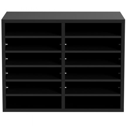VEVOR Brievenbakje Bureau Organizer 520 x 305 x 410 mm, 2,3-5,6 cm Verstelbaar A4 Stapelbaar Liggend, Papierlade, Opslag Bureau Archiefsysteem Organisatie, Plank (Zwart, 2 x 6 Compartimenten)