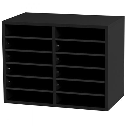 VEVOR Brievenbakje Bureau Organizer 520 x 305 x 410 mm, 2,3-5,6 cm Verstelbaar A4 Stapelbaar Liggend, Papierlade, Opslag Bureau Archiefsysteem Organisatie, Plank (Zwart, 2 x 6 Compartimenten)