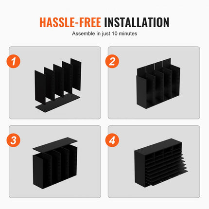 VEVOR 997 x 305 x 680 mm brievenbak bureau-organizer, 2,3-5,6 cm verstelbaar A4 stapelbaar liggend, papierlade, opslag bureau archiefsysteem organisatie, plank (zwart, 36 vakken)