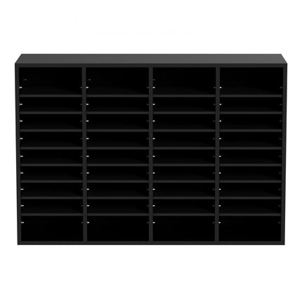 VEVOR 997 x 305 x 680 mm brievenbak bureau-organizer, 2,3-5,6 cm verstelbaar A4 stapelbaar liggend, papierlade, opslag bureau archiefsysteem organisatie, plank (zwart, 36 vakken)