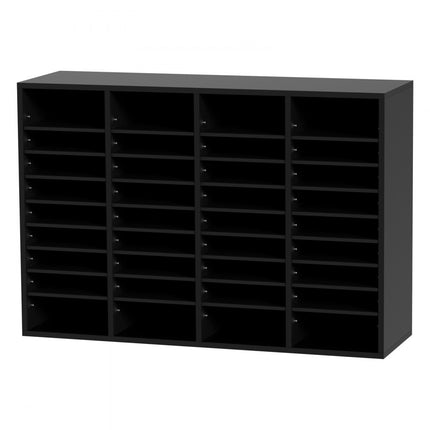 VEVOR 997 x 305 x 680 mm brievenbak bureau-organizer, 2,3-5,6 cm verstelbaar A4 stapelbaar liggend, papierlade, opslag bureau archiefsysteem organisatie, plank (zwart, 36 vakken)