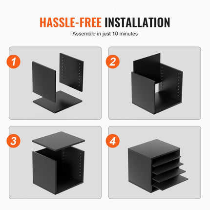 VEVOR 355 x 305 x 330 mm brievenbak bureau-organizer, 2,3-5,6 cm verstelbaar A4 stapelbaar liggend, papierlade, opslag bureau archiefsysteem organisatie, plank (zwart, 5 vakken)
