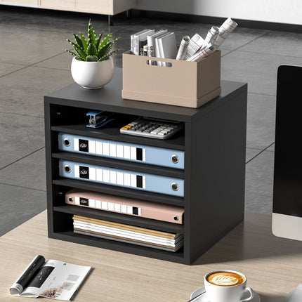VEVOR 355 x 305 x 330 mm brievenbak bureau-organizer, 2,3-5,6 cm verstelbaar A4 stapelbaar liggend, papierlade, opslag bureau archiefsysteem organisatie, plank (zwart, 5 vakken)