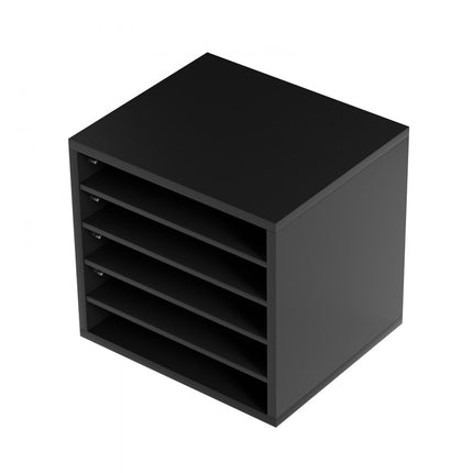 VEVOR 355 x 305 x 330 mm brievenbak bureau-organizer, 2,3-5,6 cm verstelbaar A4 stapelbaar liggend, papierlade, opslag bureau archiefsysteem organisatie, plank (zwart, 5 vakken)