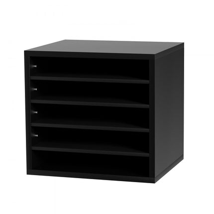 VEVOR 355 x 305 x 330 mm brievenbak bureau-organizer, 2,3-5,6 cm verstelbaar A4 stapelbaar liggend, papierlade, opslag bureau archiefsysteem organisatie, plank (zwart, 5 vakken)