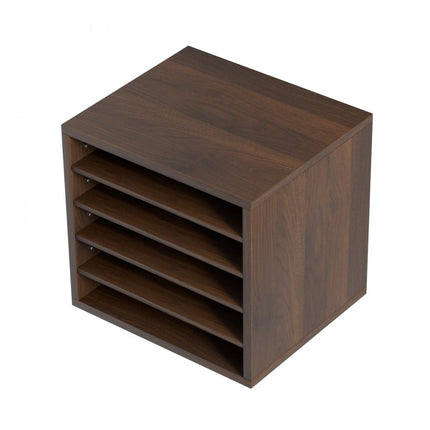 VEVOR 355 x 305 x 330 mm brievenbak bureau-organizer, 2,3-5,6 cm verstelbaar A4 stapelbaar liggend, papierlade, opslag bureau archiefsysteem organisatie, plank (bruin, 5 vakken)