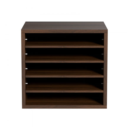 VEVOR 355 x 305 x 330 mm brievenbak bureau-organizer, 2,3-5,6 cm verstelbaar A4 stapelbaar liggend, papierlade, opslag bureau archiefsysteem organisatie, plank (bruin, 5 vakken)