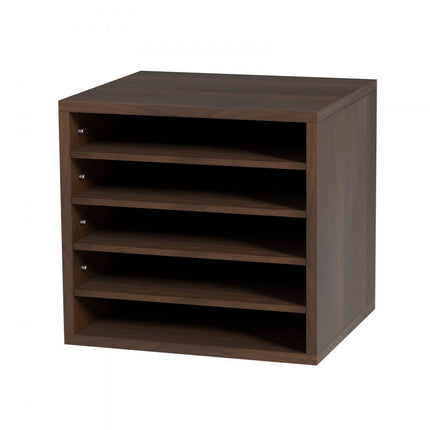 VEVOR 355 x 305 x 330 mm brievenbak bureau-organizer, 2,3-5,6 cm verstelbaar A4 stapelbaar liggend, papierlade, opslag bureau archiefsysteem organisatie, plank (bruin, 5 vakken)