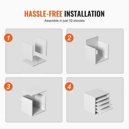 VEVOR 355 x 305 x 330 mm brievenbak bureau-organizer, 2,3-5,6 cm verstelbaar A4 stapelbaar dwars, papierlade, opslag bureau archiefsysteem organisatie, plank (wit, 5 vakken)
