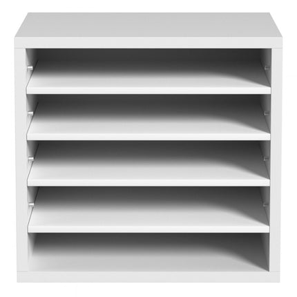 VEVOR 355 x 305 x 330 mm brievenbak bureau-organizer, 2,3-5,6 cm verstelbaar A4 stapelbaar dwars, papierlade, opslag bureau archiefsysteem organisatie, plank (wit, 5 vakken)