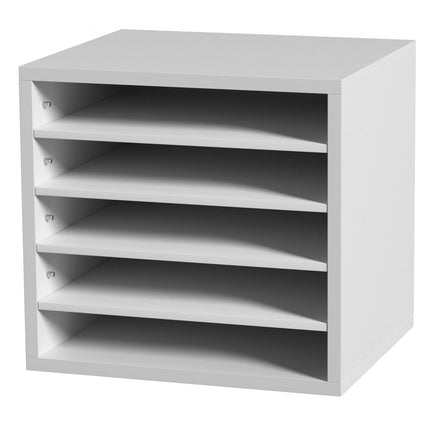 VEVOR 355 x 305 x 330 mm brievenbak bureau-organizer, 2,3-5,6 cm verstelbaar A4 stapelbaar dwars, papierlade, opslag bureau archiefsysteem organisatie, plank (wit, 5 vakken)