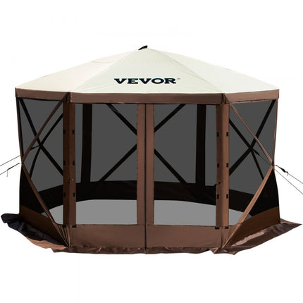 VEVOR Opvouwbaar tuinpaviljoen, 3,05 m x 3,05 m 6-zijdige pop-up campingluifeltent met gaasramen, draagbare draagtas, grondpinnen, groot tuinpaviljoen voor buitenkamperen, gazon en achtertuin