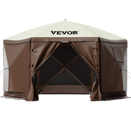 VEVOR Opvouwbaar tuinpaviljoen, 3,05 m x 3,05 m 6-zijdige pop-up campingluifeltent met gaasramen, draagbare draagtas, grondpinnen, groot tuinpaviljoen voor buitenkamperen, gazon en achtertuin