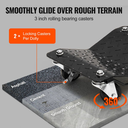 VEVOR draagbare bandenwagen 4 stuks 3000kg laadbare noodwagen voor elektrische voertuigen 4-wielige bandenwagen Zware mobiele trolley Stalen kar Bandenhouder Geschikt voor auto's, motorfietsen, pick-ups, enz.