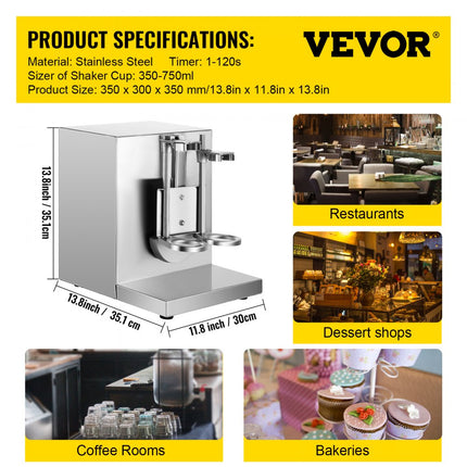 VEVOR Bubble Thee Shaker Auto-melk Thee Schudmachine Dubbel frame RVS 220V400RPM