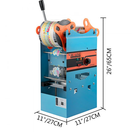 VEVOR Commerciële Handmatige Cup Sealing Machine, Koolstofstaal en ABS-Kunststof Sealer Blauw Melkthee, 300-500 Kopjes/Uur Sealer Bubble Theemelk Verpakking, 27 x 27 x 65 cm Kopje Afsluitmachine
