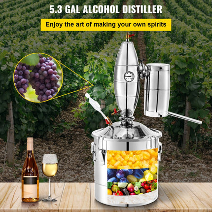 VEVOR Distilleerder 20 L Multifunctionele Water Distilleer Moonshine Still Distiller Afmetingen Gistingstank 30 x 30 cm Kan Worden